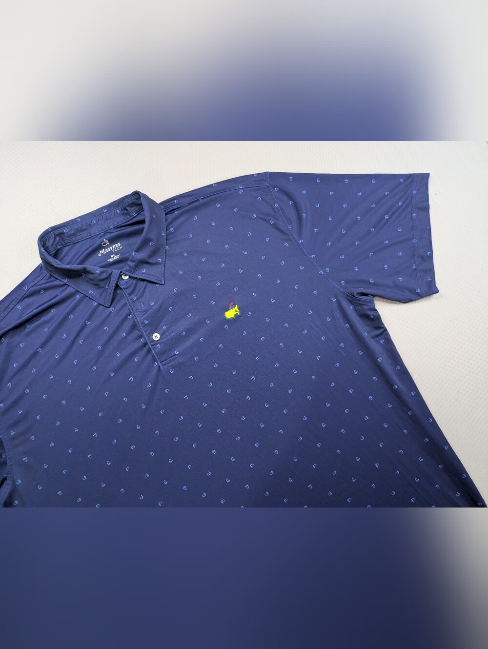 Masters Tech Augusta National Golf Club Polo Shirt XXL Blue Augusta Logo Print